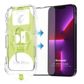 Microsonic iPhone Uyumlu 13 Pro Max Magic Uygulama Aparatlı Tam Kapatan Siyah Ekran Koruyucu