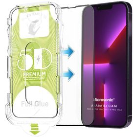 Microsonic iPhone Uyumlu 13 Pro Max Magic Uygulama Aparatlı Tam Kapatan Siyah Ekran Koruyucu