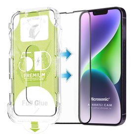 Microsonic iPhone Uyumlu 14 Magic Uygulama Aparatlı Tam Kapatan Siyah Ekran Koruyucu