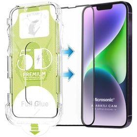 Microsonic iPhone Uyumlu 14 Magic Uygulama Aparatlı Tam Kapatan Siyah Ekran Koruyucu