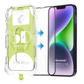 Microsonic iPhone Uyumlu 14 Plus Magic Uygulama Aparatlı Tam Kapatan Siyah Ekran Koruyucu
