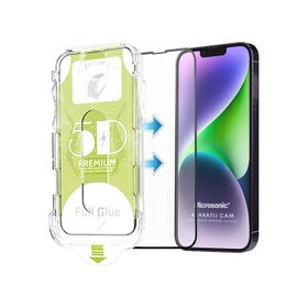 Microsonic iPhone Uyumlu 14 Plus Magic Uygulama Aparatlı Tam Kapatan Siyah Ekran Koruyucu