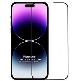 Microsonic iPhone Uyumlu 14 Pro Max Tam Kaplayan Temperli Siyah Cam Ekran Koruyucu