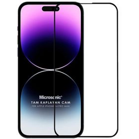 Microsonic iPhone Uyumlu 14 Pro Max Tam Kaplayan Temperli Siyah Cam Ekran Koruyucu