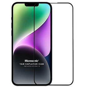 Microsonic iPhone Uyumlu 14 Tam Kaplayan Temperli Siyah Cam Ekran Koruyucu