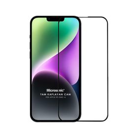 Microsonic iPhone Uyumlu 14 Tam Kaplayan Temperli Siyah Cam Ekran Koruyucu