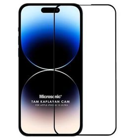Microsonic iPhone Uyumlu 15 Pro Max Tam Kaplayan Temperli Siyah Cam Ekran Koruyucu