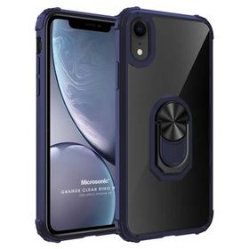 Microsonic iPhone XR Grande Clear Ring Holder Siyah Cep Telefonu Kılıfı