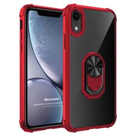 Microsonic iPhone XR Grande Clear Ring Holder Siyah Cep Telefonu Kılıfı