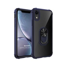 Microsonic iPhone XR Grande Clear Ring Holder Siyah Cep Telefonu Kılıfı