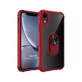 Microsonic iPhone XR Grande Clear Ring Holder Siyah Cep Telefonu Kılıfı