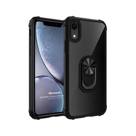 Microsonic iPhone XR Grande Clear Ring Holder Siyah Cep Telefonu Kılıfı