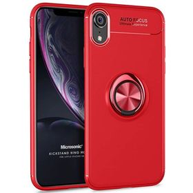 Microsonic iPhone XR Kickstand Ring Holder Siyah Cep Telefonu Kılıfı