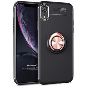 Microsonic iPhone XR Kickstand Ring Holder Siyah Cep Telefonu Kılıfı