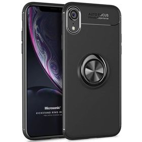Microsonic iPhone XR Kickstand Ring Holder Siyah Cep Telefonu Kılıfı