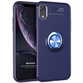Microsonic iPhone XR Kickstand Ring Holder Siyah Cep Telefonu Kılıfı