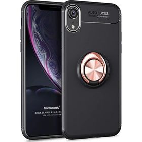 Microsonic iPhone XR Kickstand Ring Holder Siyah Cep Telefonu Kılıfı