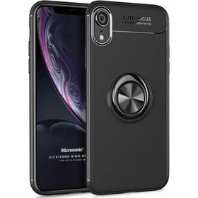 Microsonic iPhone XR Kickstand Ring Holder Siyah Cep Telefonu Kılıfı