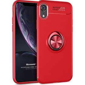 Microsonic iPhone XR Kickstand Ring Holder Siyah Cep Telefonu Kılıfı