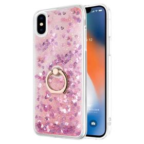 Microsonic iPhone XS Glitter Liquid Holder Pembe Cep Telefonu Kılıfı