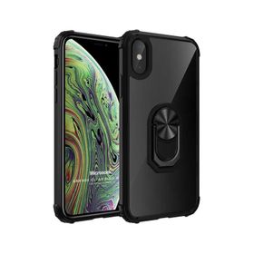 Microsonic iPhone XS Max Grande Clear Ring Holder Siyah Cep Telefonu Kılıfı