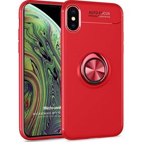 Microsonic iPhone XS Max Kickstand Ring Holder Kırmızı Cep Telefonu Kılıfı