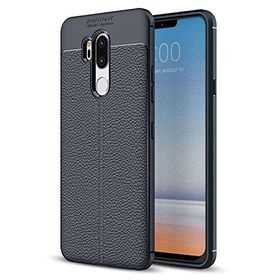 Microsonic LG G7 Deri Dokulu Silikon Lacivert Kılıf