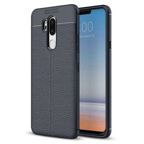 Microsonic LG G7 Deri Dokulu Silikon Lacivert Kılıf