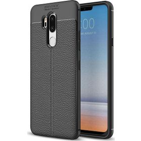 Microsonic LG G7 Deri Dokulu Silikon Siyah Kılıf