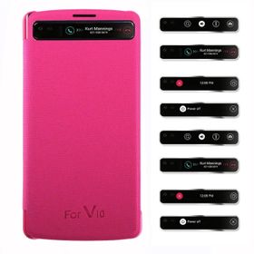 Microsonic LG V10 View Delux Kapaklı Akıllı Pembe Kılıf