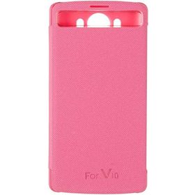 Microsonic LG V10 View Delux Kapaklı Akıllı Pembe Kılıf