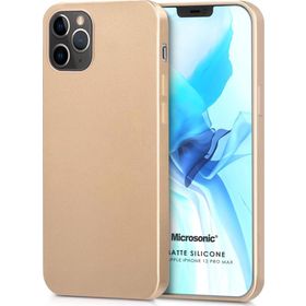 Microsonic Matte Silicone Apple iPhone 12 Pro Max Gold Cep Telefon Kılıfı
