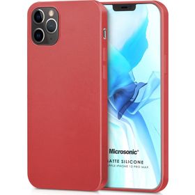 Microsonic Matte Silicone Apple iPhone 12 Pro Max Kırmızı Cep Telefon Kılıfı