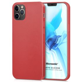 Microsonic Matte Silicone Apple iPhone 12 Pro Max Kırmızı Cep Telefon Kılıfı
