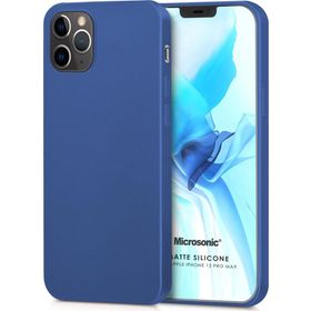Microsonic Matte Silicone Apple iPhone 12 Pro Max Lacivert Cep Telefon Kılıfı