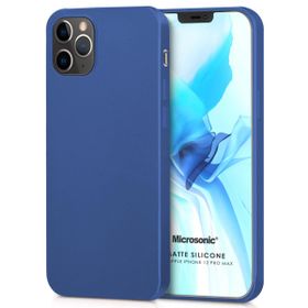 Microsonic Matte Silicone Apple iPhone 12 Pro Max Lacivert Cep Telefon Kılıfı