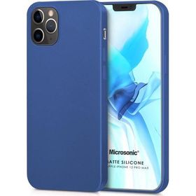 Microsonic Matte Silicone Apple iPhone 12 Pro Max Lacivert Cep Telefon Kılıfı