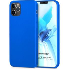 Microsonic Matte Silicone Apple iPhone 12 Pro Max Mavi Cep Telefon Kılıfı