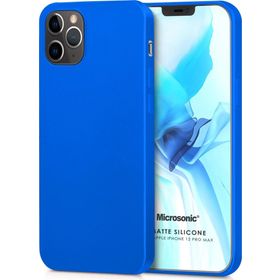 Microsonic Matte Silicone Apple iPhone 12 Pro Max Mavi Cep Telefon Kılıfı