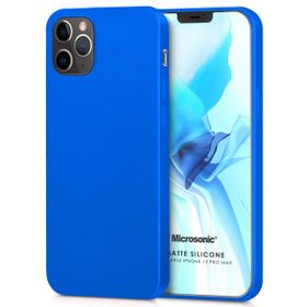 Microsonic Matte Silicone Apple iPhone 12 Pro Max Mavi Cep Telefon Kılıfı