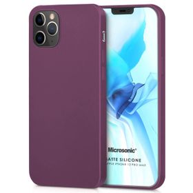 Microsonic Matte Silicone Apple iPhone 12 Pro Max Mor Cep Telefon Kılıfı