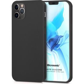 Microsonic Matte Silicone Apple iPhone 12 Pro Max Siyah Cep Telefon Kılıfı