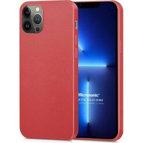 Microsonic Matte Silicone Apple iPhone 13 Pro Kırmızı Cep Telefon Kılıfı