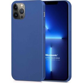 Microsonic Matte Silicone Apple iPhone 13 Pro Lacivert Cep Telefon Kılıfı