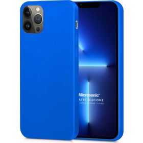 Microsonic Matte Silicone Apple iPhone 13 Pro Mavi Cep Telefon Kılıfı