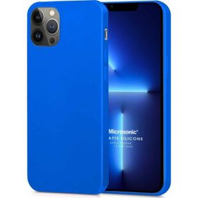 Microsonic Matte Silicone Apple iPhone 13 Pro Max Mavi Cep Telefon Kılıfı