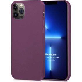 Microsonic Matte Silicone Apple iPhone 13 Pro Max Mor Cep Telefon Kılıfı