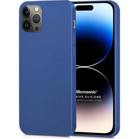 Microsonic Matte Silicone Apple iPhone 14 Pro Lacivert Cep Telefon Kılıfı