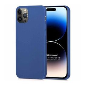 Microsonic Matte Silicone Apple iPhone 14 Pro Lacivert Cep Telefon Kılıfı