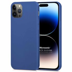 Microsonic Matte Silicone Apple iPhone 14 Pro Lacivert Cep Telefon Kılıfı